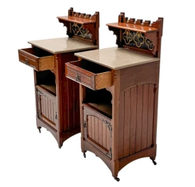 Two Arts & Crafts Nightstands by Gustave Serrurier-Bovy, 1900s